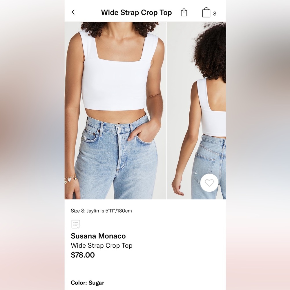 Susana Monaco White Tank NWT Size S